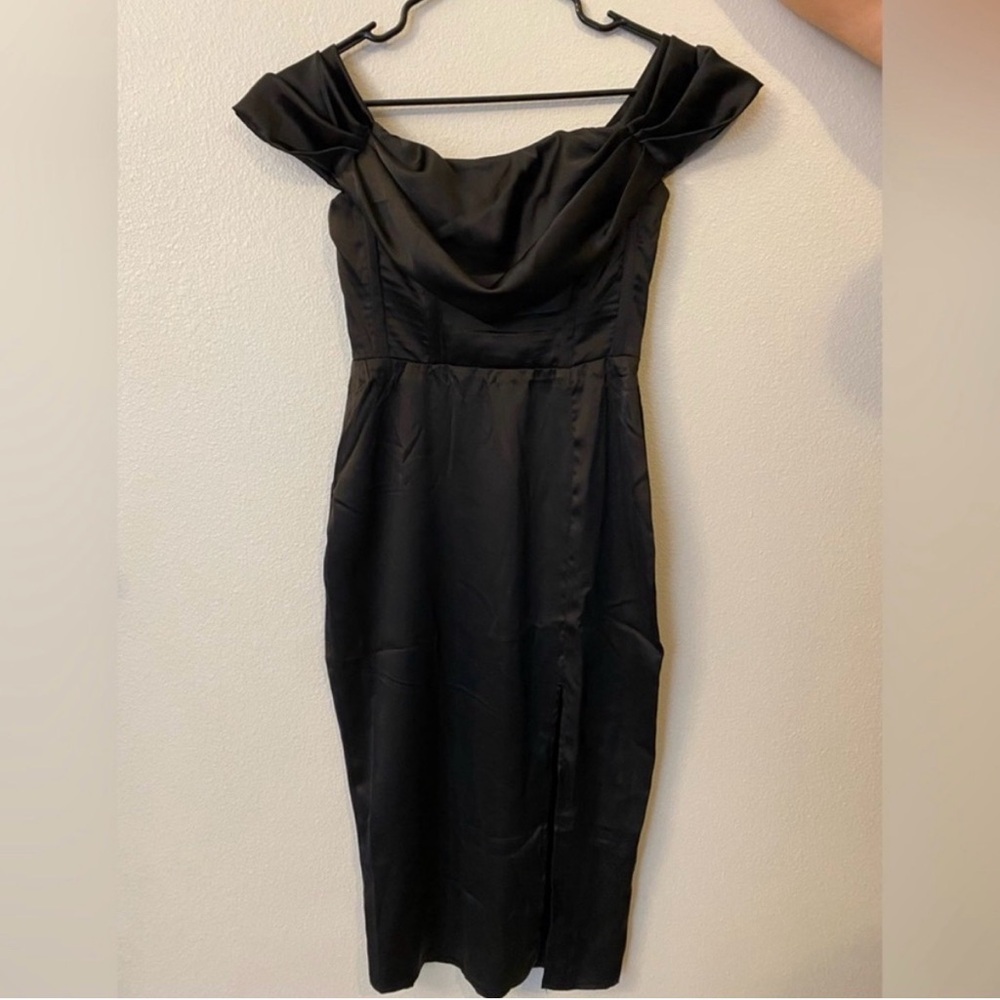 ASOS Black Off-Shoulder Midi Dress